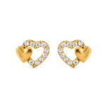Gold Heart Earring with CZ Stones