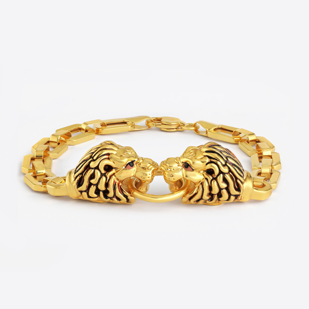 سوار أسد مجوف من الذهب عيار 22 قيراط | 8 بوصة سوار أسد مجوف من الذهب عيار 22 قيراط | 8 بوصة