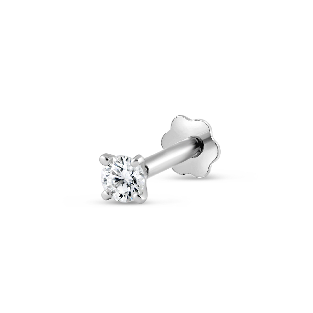 18ct White Gold 0.02ct Diamond Stud Nosepin with Screw 18ct White Gold 0.02ct Diamond Stud Nosepin with Screw