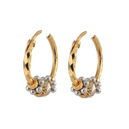 22ct Gold Hoop | with Rhodium Finish Beads 22ct Gold Hoop | with Rhodium Finish Beads