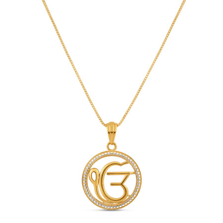 22 Carat Gold Ek Onkar Pendant | With Rhodium Finish 22 Carat Gold Ek Onkar Pendant | With Rhodium Finish