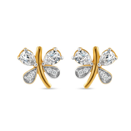 22ct Gold CZ Stone Butterfly Studs