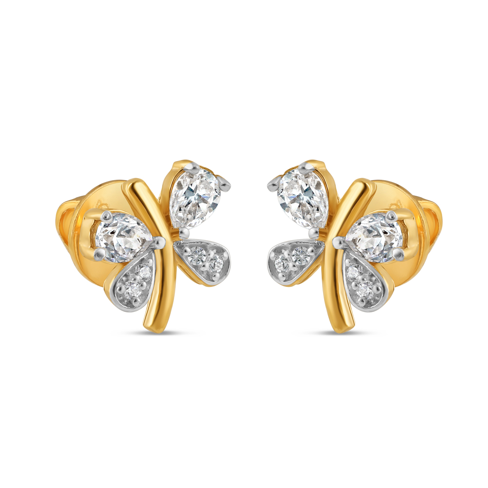 22ct Gold CZ Stein Schmetterling Ohrstecker