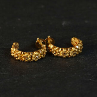 22ct Sunrise Gold Rosette Half Hoop Style Earring Studs 22ct Sunrise Gold Rosette Half Hoop Style Earring Studs