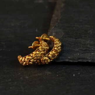 22ct Sunrise Gold Rosette Half Hoop Style Earring Studs 22ct Sunrise Gold Rosette Half Hoop Style Earring Studs