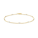 Gold Anklet with Rhodium Finish Beads