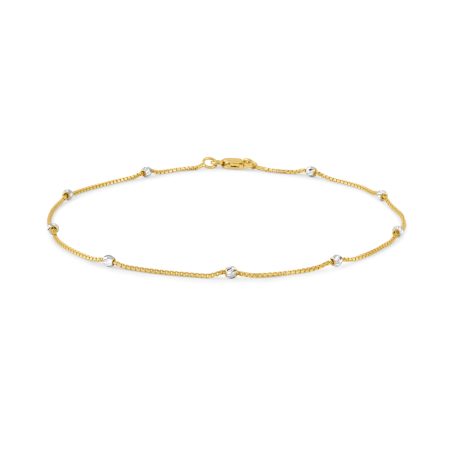 Gold Anklet with Rhodium Finish Beads Gold Anklet with Rhodium Finish Beads