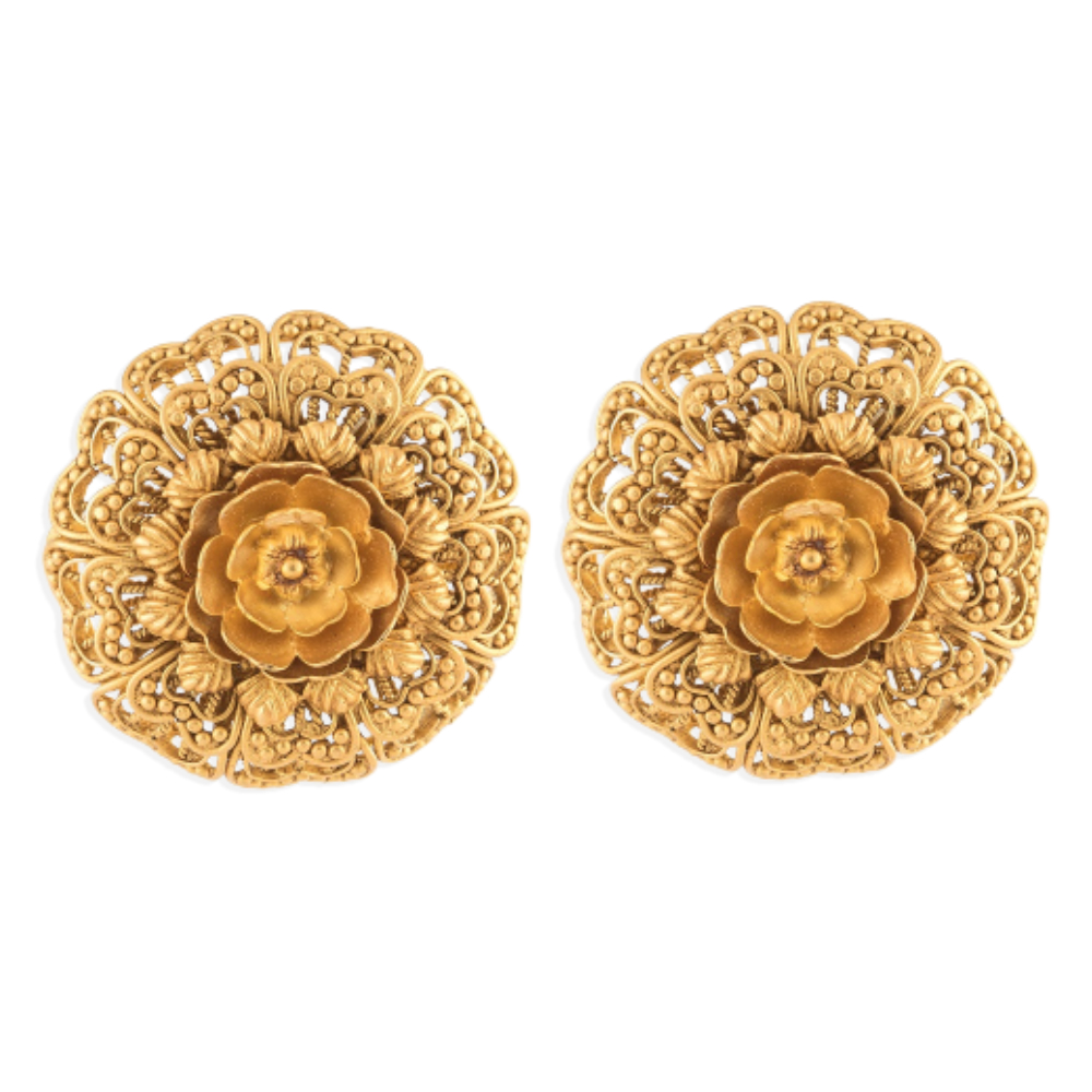 Rosette Flower Stud Earring in 22ct Gold PureJewels UK