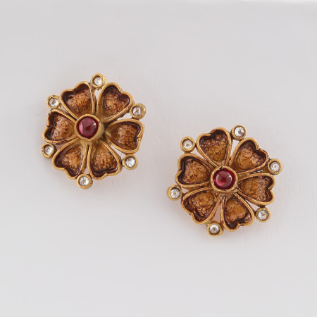 Flower Motif Earring in 22ct Gold