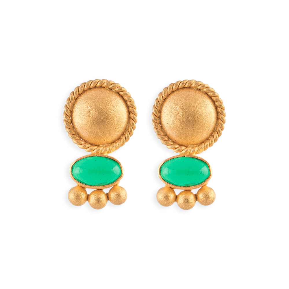 Sentetik Taşlı 22 Ayar Altın Saplama Küpe Sentetik Taşlı 22 Ayar Altın Saplama Küpe