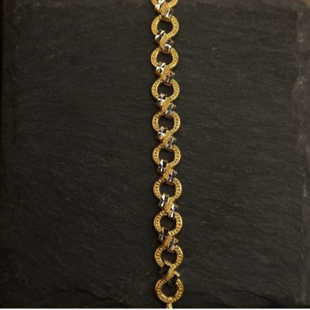 سوار من الذهب عيار 22 قيراط بلمسة نهائية من الروديوم | 7.5 بوصة سوار من الذهب عيار 22 قيراط بلمسة نهائية من الروديوم | 7.5 بوصة