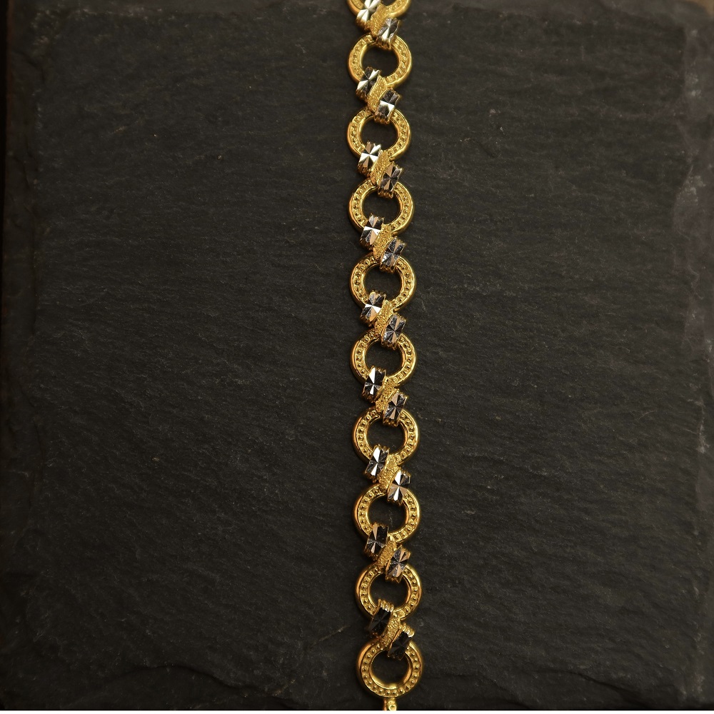 سوار من الذهب عيار 22 قيراط بلمسة نهائية من الروديوم | 7.5 بوصة سوار من الذهب عيار 22 قيراط بلمسة نهائية من الروديوم | 7.5 بوصة