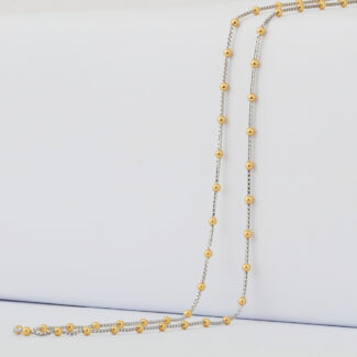 22ct Gold Box Bead Chain with Rhodium Plating | 18 Inches 22ct Gold Box Bead Chain with Rhodium Plating | 18 Inches