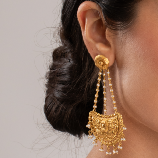 22ct Gold Chand Bali Earring With Pearls | Rosettes Collection