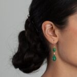 Pırlanta ve Zümrütlü 18 Ayar Sarı Altın Küpe Pırlanta ve Zümrütlü 18 Ayar Sarı Altın Küpe