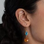 Mavi Topaz ve Sarı Sitrin ile 18 Ayar Altın Küpe Mavi Topaz ve Sarı Sitrin ile 18 Ayar Altın Küpe