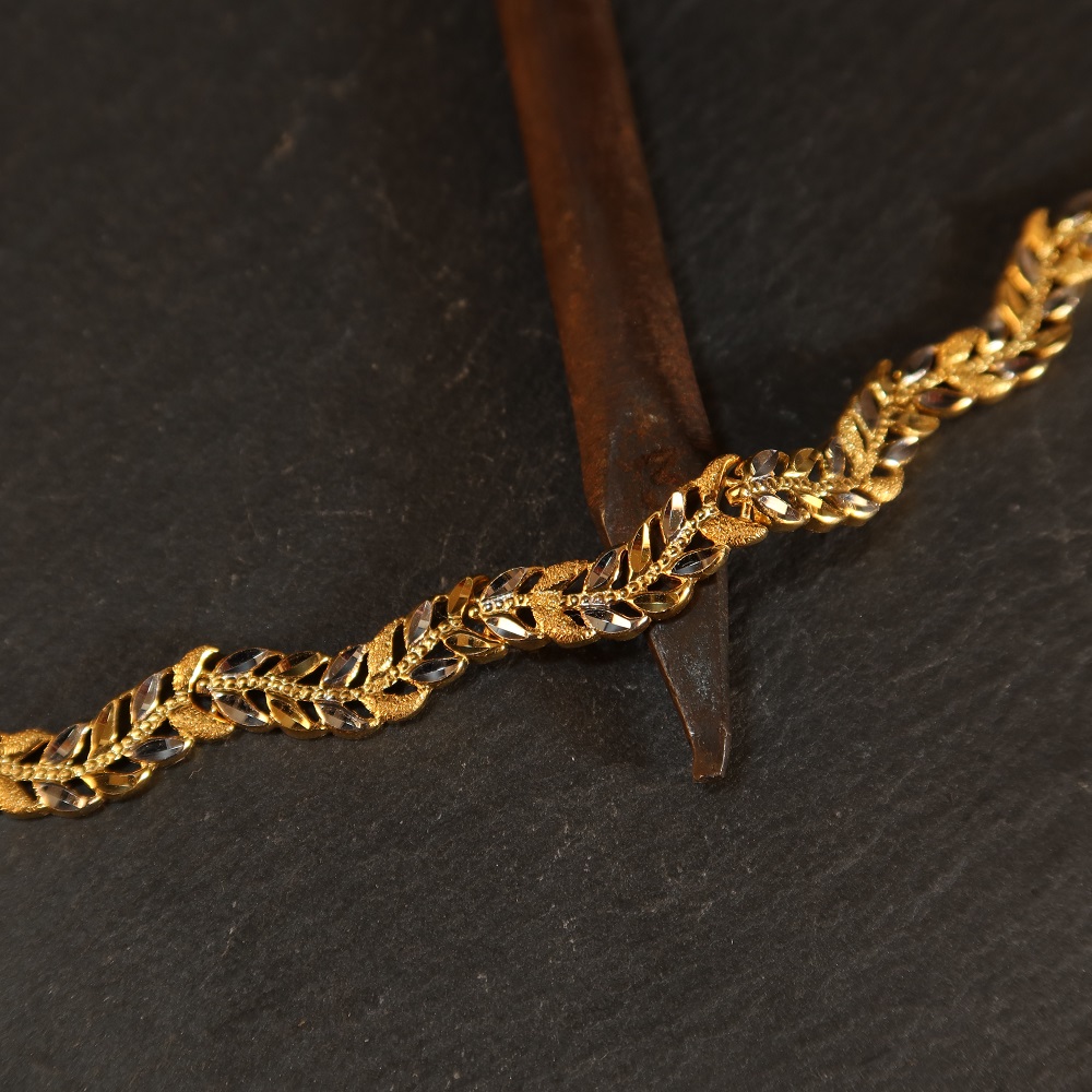 22ct Gold Woven Rhodium Accent Bracelet