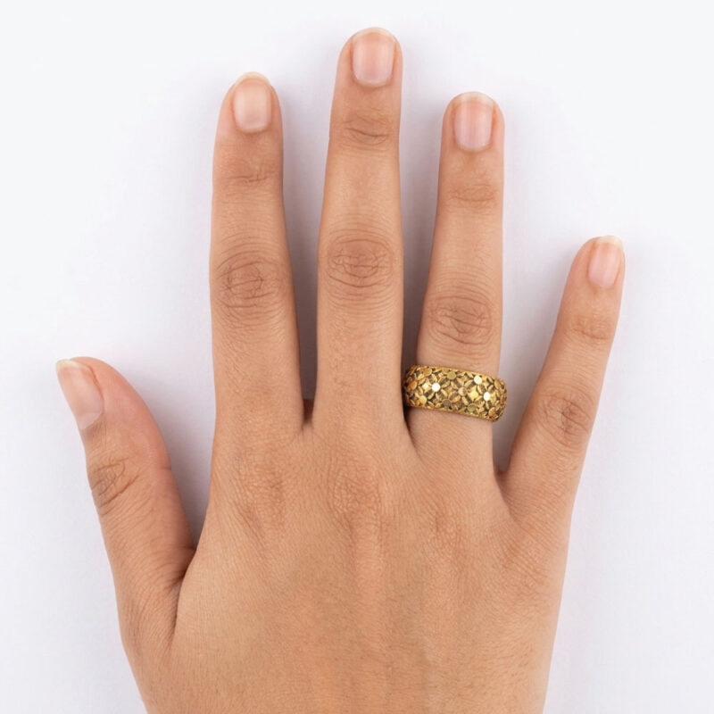 22ct Gold Antique Matte Finish Ring | Size N 1/2