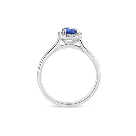 خاتم هالو الياقوت الأزرق عيار 18 قيراط من الذهب الأبيض خاتم هالو الياقوت الأزرق عيار 18 قيراط من الذهب الأبيض