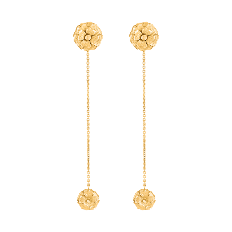 22ct Sunrise Gold Ear Droppers | Rosette Collection