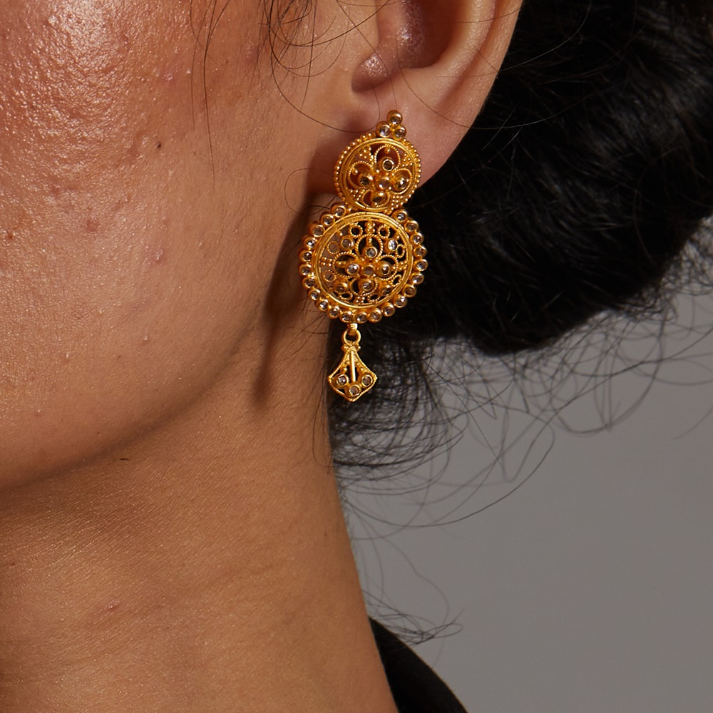 22 Ayar Altın Kesilmemiş Polki Pırlanta Küpe | Diya Koleksiyonu 22 Ayar Altın Kesilmemiş Polki Pırlanta Küpe | Diya Koleksiyonu