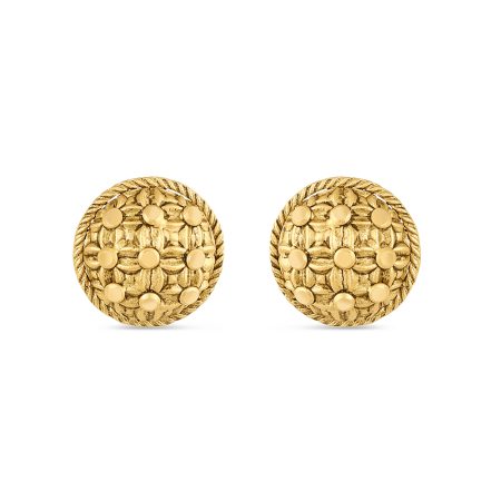 22ct Gold Antique Finish Earring | 12mm 22ct Gold Antique Finish Earring | 12mm
