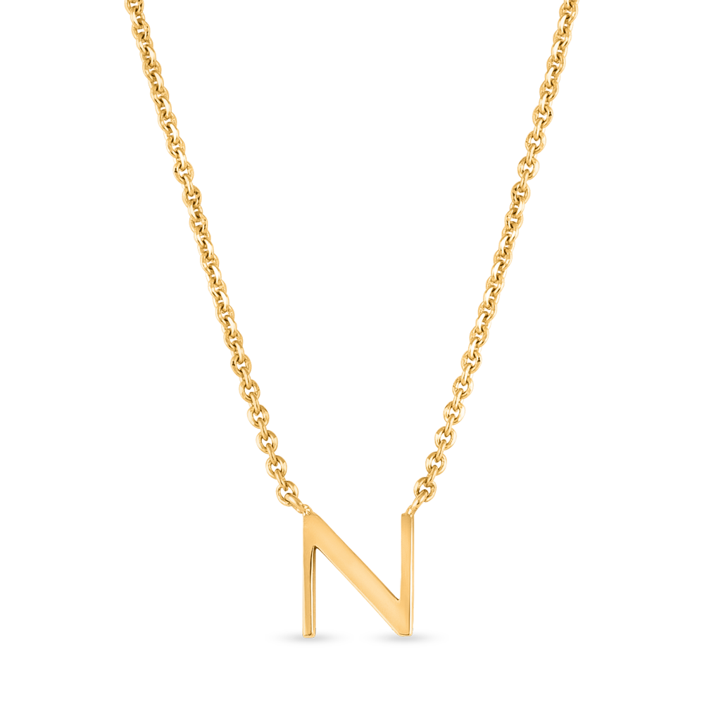 قلادة قلادة بحرف N ذهبي عيار 22 قيراط من الذهب عيار 22 قيراط | للجنسين قلادة قلادة بحرف N ذهبي عيار 22 قيراط من الذهب عيار 22 قيراط | للجنسين