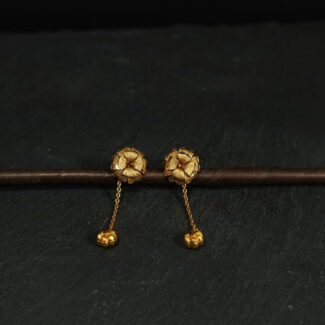 Rosette 22ct Sunrise Gold Flower Dropper with Chain | 6mm