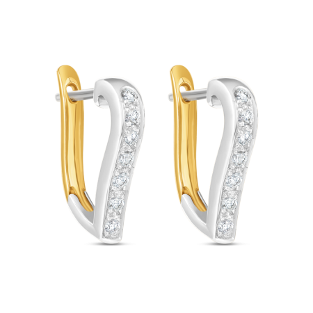 18ct Gold Diamonds Hoop Earrings with Two Tone 18ct Gold Diamonds Hoop Earrings with Two Tone