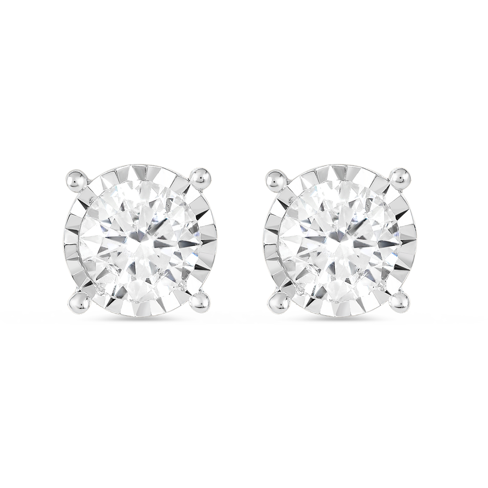 حلقان أذن من الذهب الأبيض عيار 18 قيراط مع ألماس حلقان أذن من الذهب الأبيض عيار 18 قيراط مع ألماس