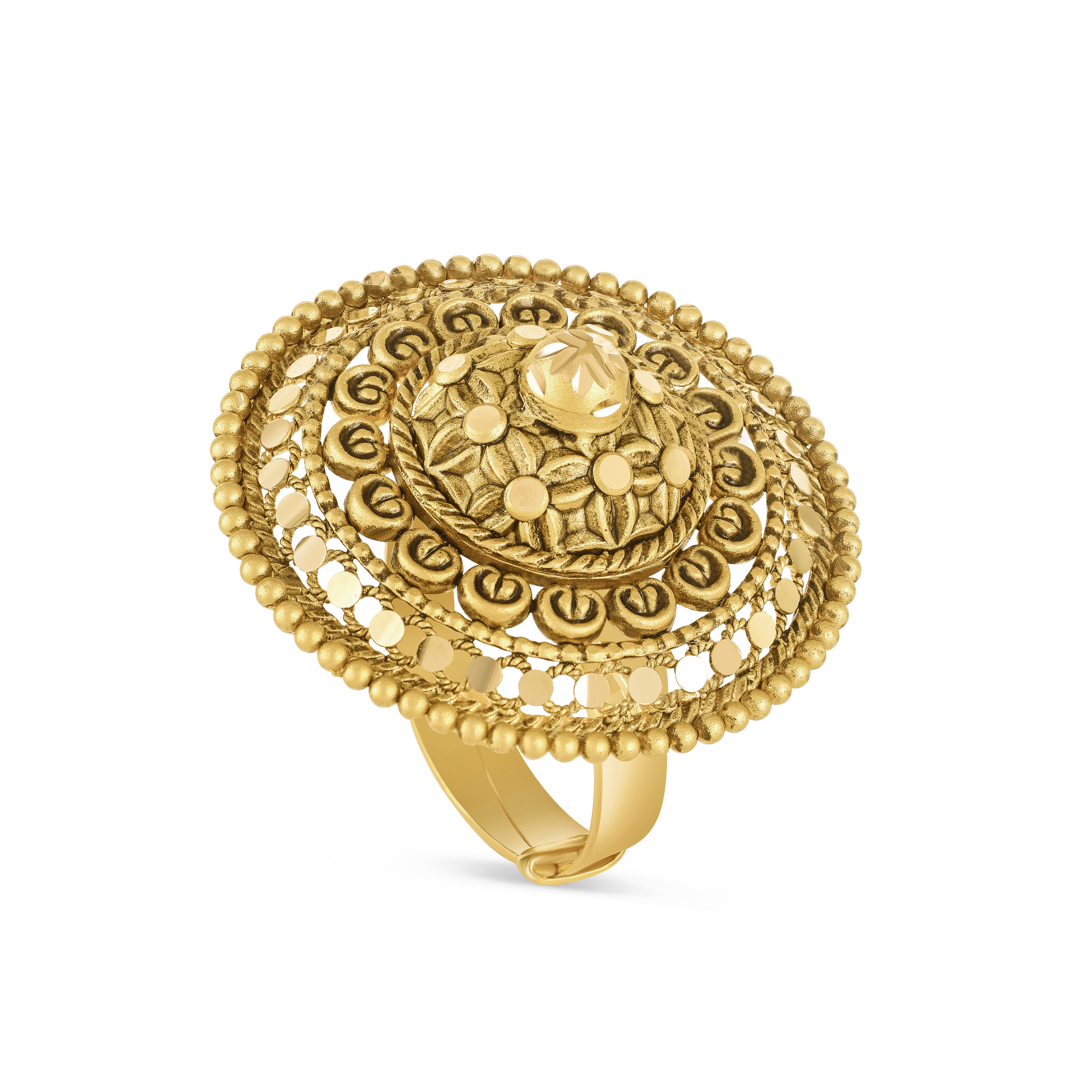 خاتم كوكتيل من الذهب عيار 22 قيراط بلمسة نهائية عتيقة خاتم كوكتيل من الذهب عيار 22 قيراط بلمسة نهائية عتيقة