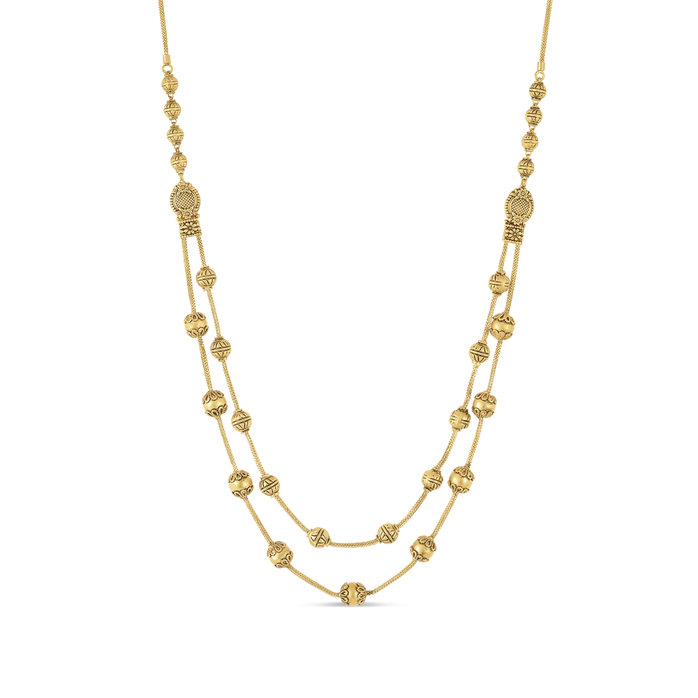 سلسال مالا من طبقتين من الذهب عيار 22 قيراط | 16 بوصة سلسال مالا من طبقتين من الذهب عيار 22 قيراط | 16 بوصة