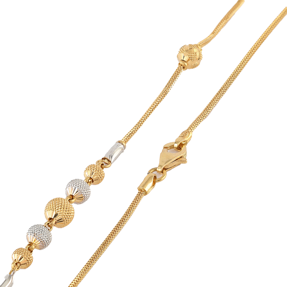 22ct Gold Perlenkette mit Rhodium Finish | 18 Zentimeter 22ct Gold Perlenkette mit Rhodium Finish | 18 Zentimeter