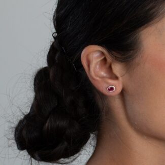 18ct Rose Gold Diamond and Pink Tourmaline Stud Earrings