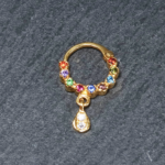 خاتم أنف فاخر من الذهب عيار 22 قيراط مع حجر كريمي CZ