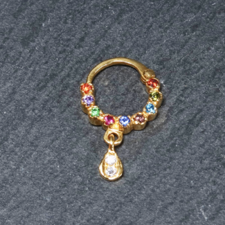 22ct Gold Fancy Nose Ring with CZ 22ct Gold Fancy Nose Ring with CZ