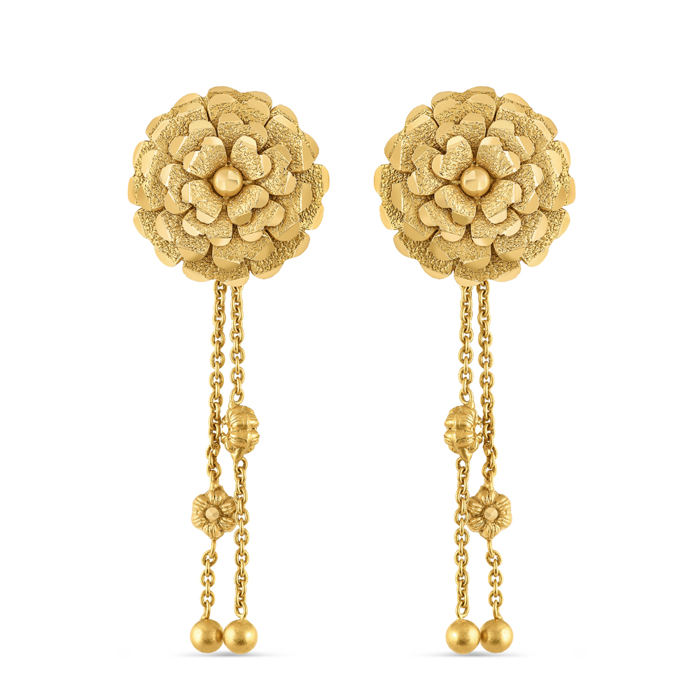 قطارة زهور ذهبية عيار 22 قيراط مع سلسلة قطارة زهور ذهبية عيار 22 قيراط مع سلسلة