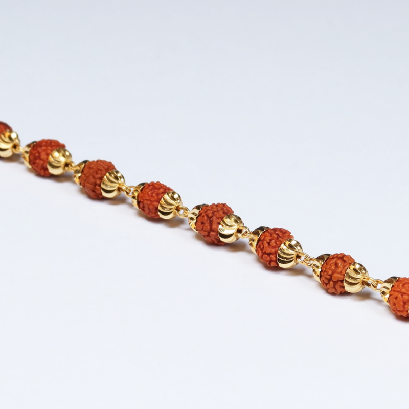 سوار من الذهب عيار 22 قيراط مع رودراكشا | 5.5 بوصة سوار من الذهب عيار 22 قيراط مع رودراكشا | 5.5 بوصة