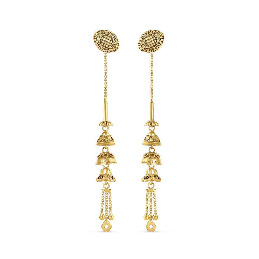 حلق خيوط ذهبية 22 قيراط من الذهب عيار 22 قيراط مع تيني جانكيز حلق خيوط ذهبية 22 قيراط من الذهب عيار 22 قيراط مع تيني جانكيز