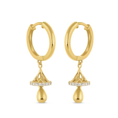 22ct Gold Fancy Hoop Earrings with Droplets