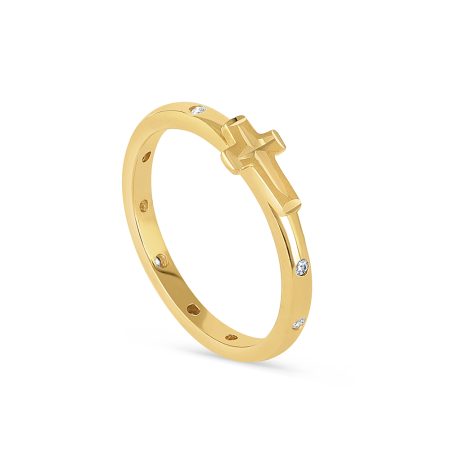 22ct Yellow Gold Holy Cross Ring with CZ  | Size N