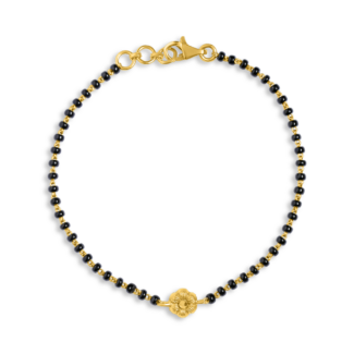 22ct Gold Black Glass Bead Bracelet | 7 Inches 22ct Gold Black Glass Bead Bracelet | 7 Inches