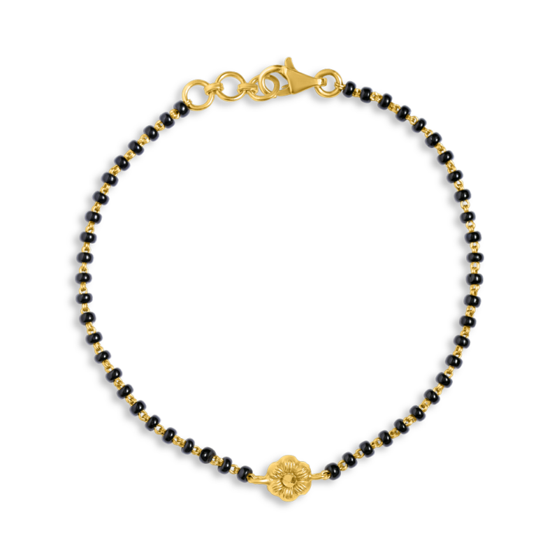 22ct Gold Black Glass Bead Bracelet | 7 Inches 22ct Gold Black Glass Bead Bracelet | 7 Inches