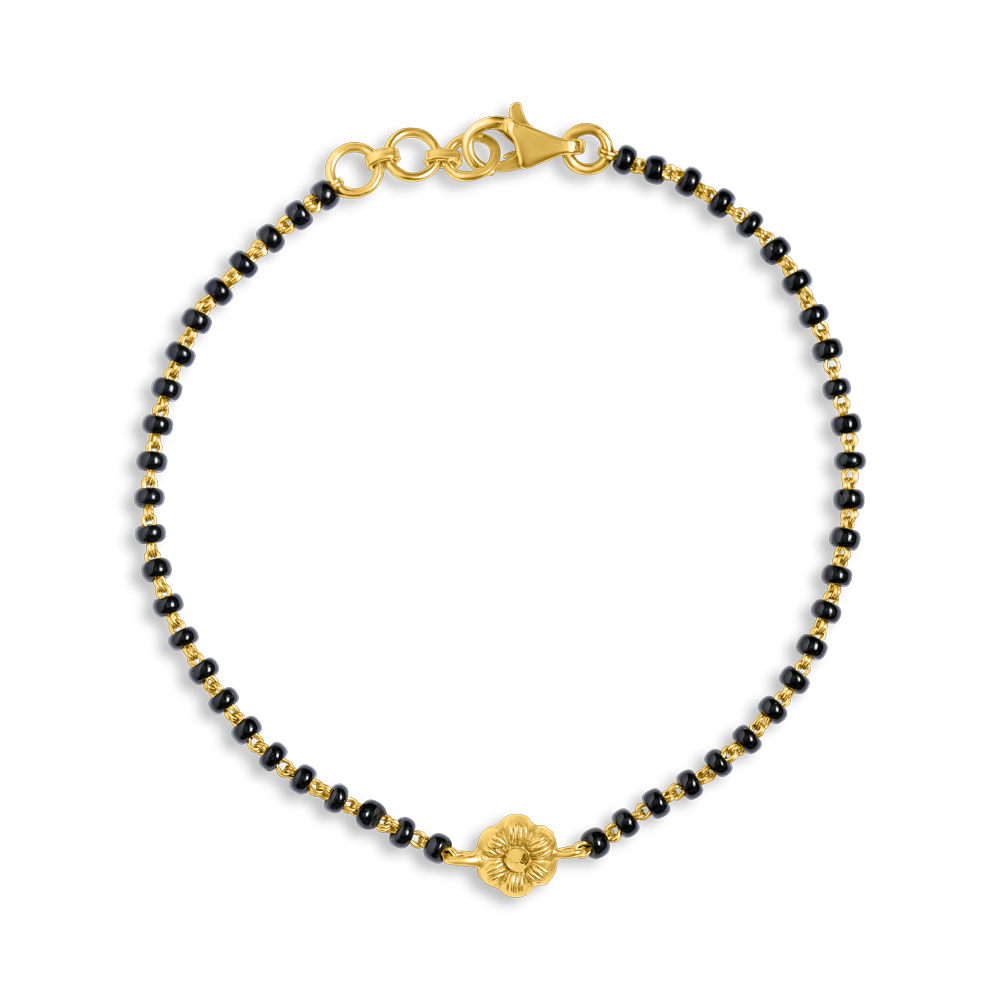 22 Ayar Altın Siyah Cam Boncuklu Bileklik | 7 İnç 22 Ayar Altın Siyah Cam Boncuklu Bileklik | 7 İnç