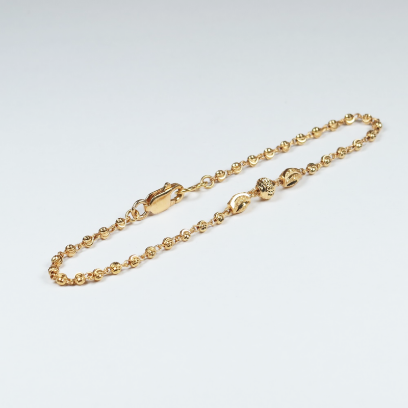 Textured Bead Link 22ct Gold Bracelet for Women