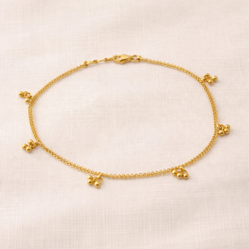 22ct Gold Fußkettchen mit Ghungroo | 10 Zentimeter