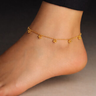 22ct Gold Anklet with Ghungroo | 10 Inches