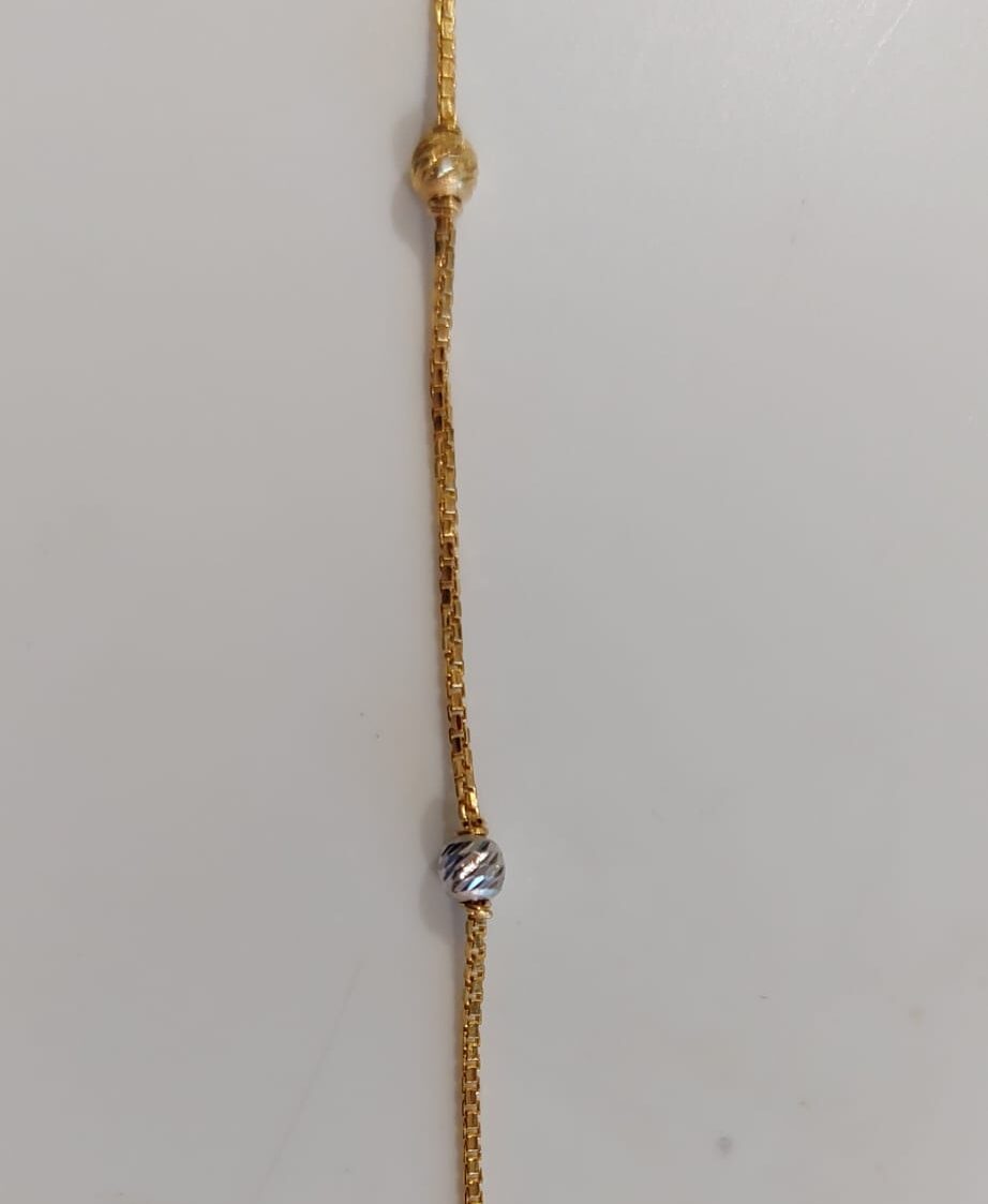 سوار من الذهب عيار 22 قيراط مع تشطيب روديوم | 7 بوصة سوار من الذهب عيار 22 قيراط مع تشطيب روديوم | 7 بوصة