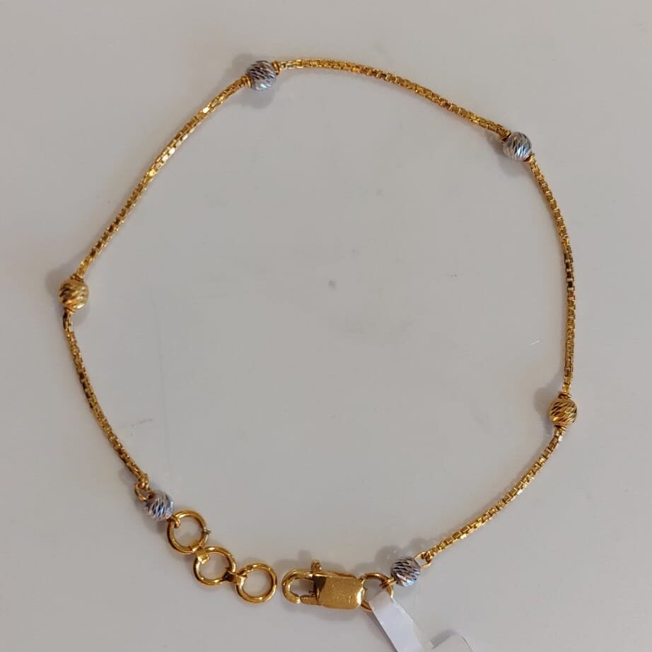 سوار من الذهب عيار 22 قيراط مع تشطيب روديوم | 7 بوصة سوار من الذهب عيار 22 قيراط مع تشطيب روديوم | 7 بوصة