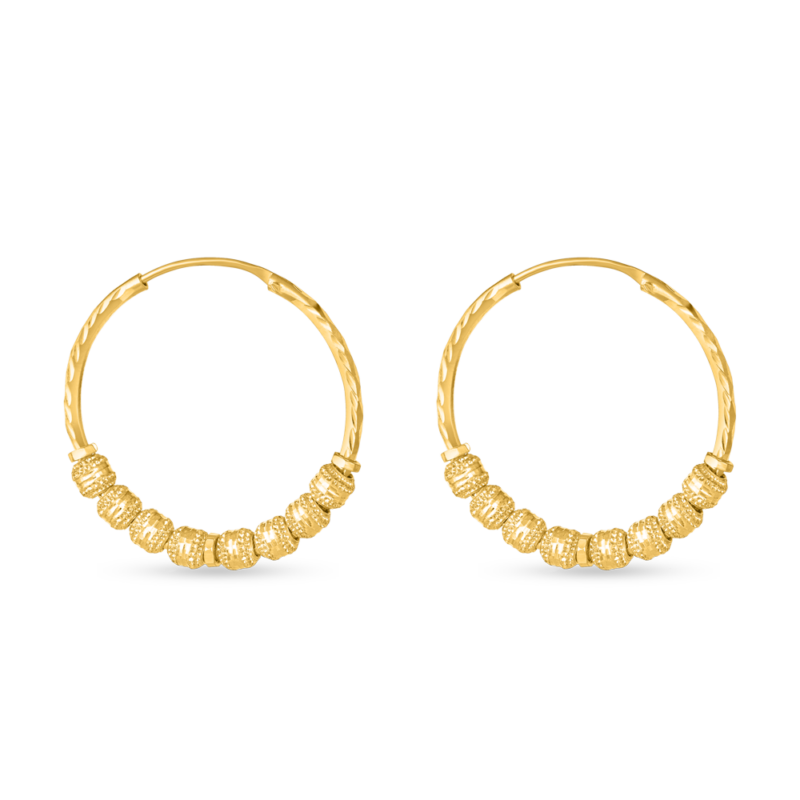 22 Ayar Altın Pırlanta Kesimli Halka Küpe 22 Ayar Altın Pırlanta Kesimli Halka Küpe